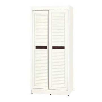 文創集-南亞塑鋼     曼尼 南亞塑鋼3尺雙拉門百葉衣櫃/收納櫃-91x61x200cm免組