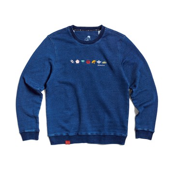 江戶勝｜INDIGO｜男裝｜經典日本圖騰刺繡厚長袖T恤