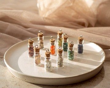 水晶玻璃瓶，10 件套，九月生日石，處女座禮物