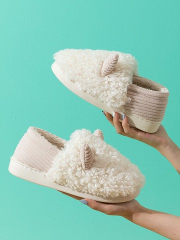 擼貓感棉拖鞋女冬可愛包跟厚底加絨保暖宿舍居家室內情侶棉鞋男冬