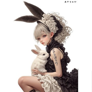【3 月新品 2】07-095-0254 人物貼紙 動物與少女蕾絲