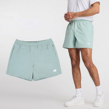 New Balance 短褲 Athletics Stretch 男款 綠 白 抽繩 5吋 運動褲 褲子 NB MS41517SAM