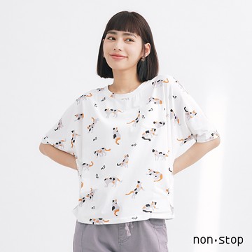 non-stop 三花貓塗鴉連袖T恤-2色
