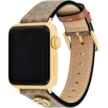 COACH Apple Watch 錶帶 38/40/41mm 適用 皮錶帶 新年開運 送禮推薦- 褐色C字(不含手錶)