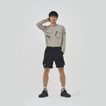 BBC EARTH 男 WOVEN PATCH LONG SLEEVE T-SHIRT 長袖上衣 淺灰 BE51TL01M960