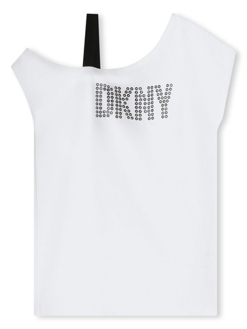 Dkny Kids - logo-print one-shoulder T-shirt dress - kids - Cotton - 16 yrs - White