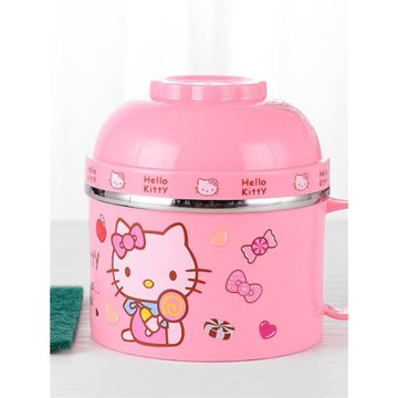 304不銹鋼快餐杯大容量學生雙層保溫飯盒可愛卡通帶蓋日式泡面碗