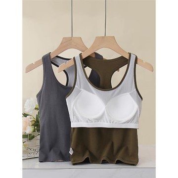 純棉工字背心帶胸墊瑜伽運動外穿女打底夏新款內搭bra吊帶內衣