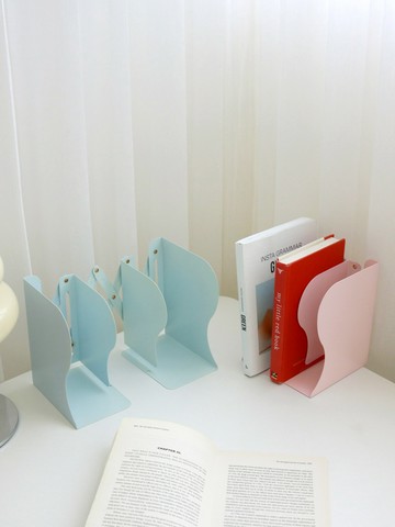 馬卡龍色系金屬簡約桌面收納書架