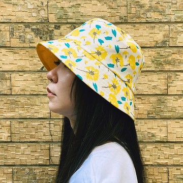 【錦源興】黃花漁夫帽 l 雙面配戴 手工製 戶外 登山 印花