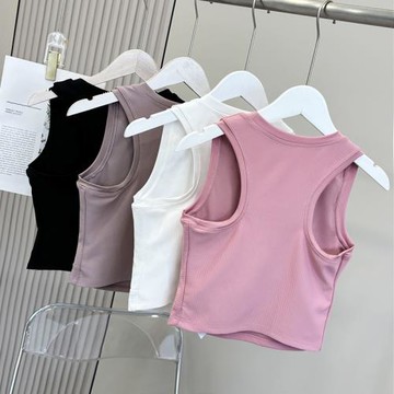 專柜同款女士緊身瑜伽背心固定胸墊減震一體收腰透氣運動美背內衣