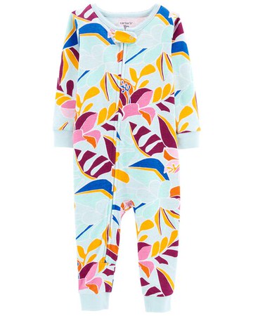 Toddler 1-Piece Floral 100% Snug Fit Cotton Footless PJs