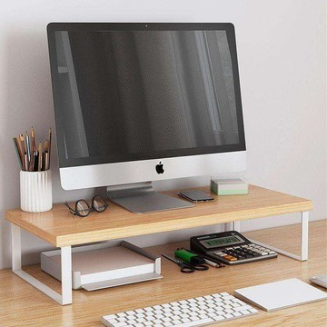 德利生活 螢幕增高架40cm 適用於各種螢幕尺寸 有效改善坐姿  白色 + 白架