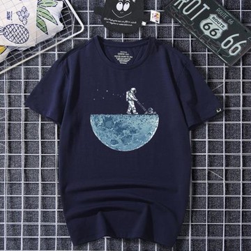 歐美NASA宇航員短袖T恤男寬松圓領潮學生打底衫半截袖ins彈力衣服