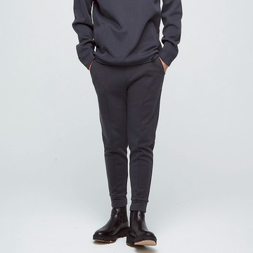 修身剪接束口九分褲(男)-石墨黑