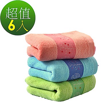 好棉嚴選 台灣製 卡洛兔無撚系 100純棉全棉毛巾 隨機6入 (吸水浴巾面巾運動巾)