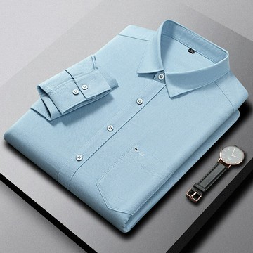 【新款熱賣】100%純棉長袖襯衫男裝全棉牛津紡寸衫中青年都市商務休閑耐磨襯衣