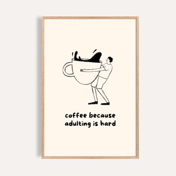 幽默插畫 掛畫 酒吧海報 咖啡廳無框畫 / 咖啡成人日常 裝飾畫