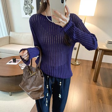 ParrotFashion薄款穿搭鏤空長袖針織衫女裝潮2025早秋季新款慵懶設計感好看上衣