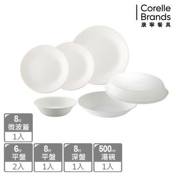 【美國康寧】CORELLE 純白6件式餐盤組-F06