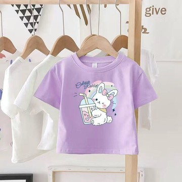 Mini baby🌷卡通印花T恤夏季童裝女童兒童休閒百搭中大童半袖上衣