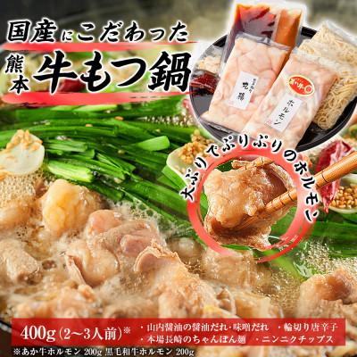 ふるさと納税 益城町 もつ鍋セット　あか牛ホルモン黒毛和牛ホルモン2〜3人前(益城町)