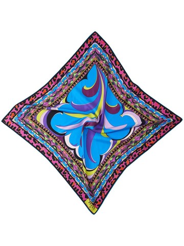 PUCCI - large patchwork-print Carré scarf - women - Silk - One Size - Blue