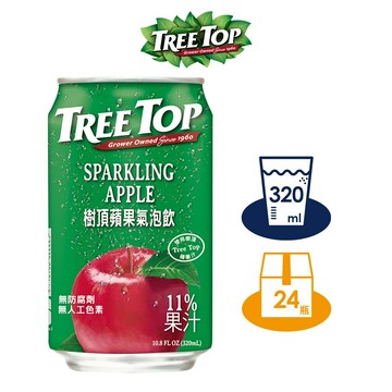【TREE TOP樹頂】蘋果氣泡飲  320ML 鋁罐x24 箱購