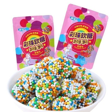 臺灣爆款🔥彩珠琥珀糖果糖水彩虹軟糖混合水果糖寶石果味咀嚼零食聲控