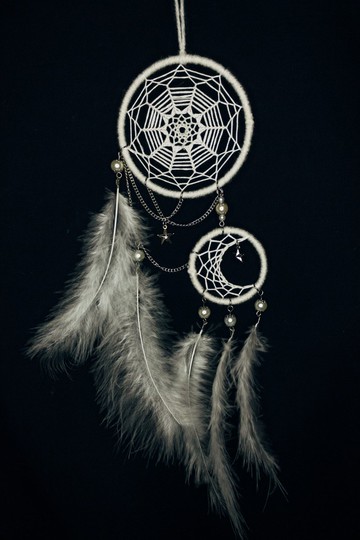 純手工捕夢網 Handmade Dreamcatcher－【月亮太陽牽牽手－白】