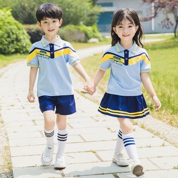 幼兒園園服夏裝兒童校服套裝小學生班服學院風短袖夏季畢業照衣服