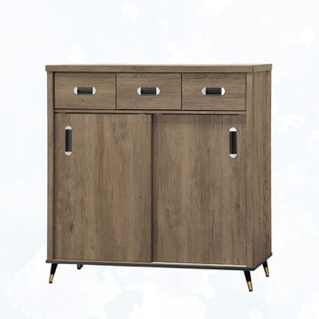 文創集 普安4尺雙推門三抽鞋櫃-119x40.5x119.5cm免組
