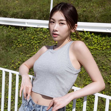 [Banana Pie]BRA TOP經典削肩涼感背心-月灰