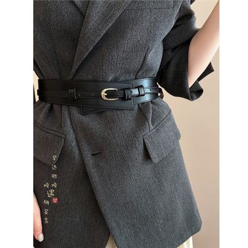 復古西裝外套腰帶女秋冬高級感大衣皮帶裝飾腰封小眾設計腰間配飾