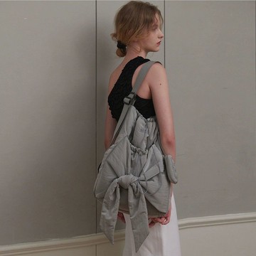 🔥熱賣🔥韓國設計師品牌 24新款 繫帶休閒隨意雙肩包單肩包兩用