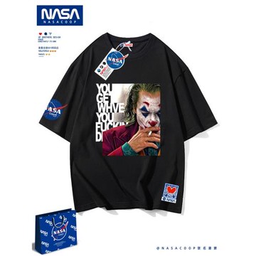 NASA潮牌小丑圓領純棉T恤短袖寬松設計感小眾男夏季
