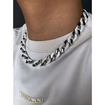 hiphop cuban白陶瓷古巴項鏈男士鈦鋼手鏈不掉色歐美嘻哈潮流簡約