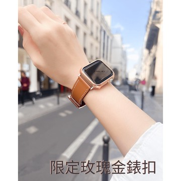 【買二送錶帶｜全尺寸可用】11色 舒適真皮錶帶適用Apple Watch42 46 40 44mm SE3 S11