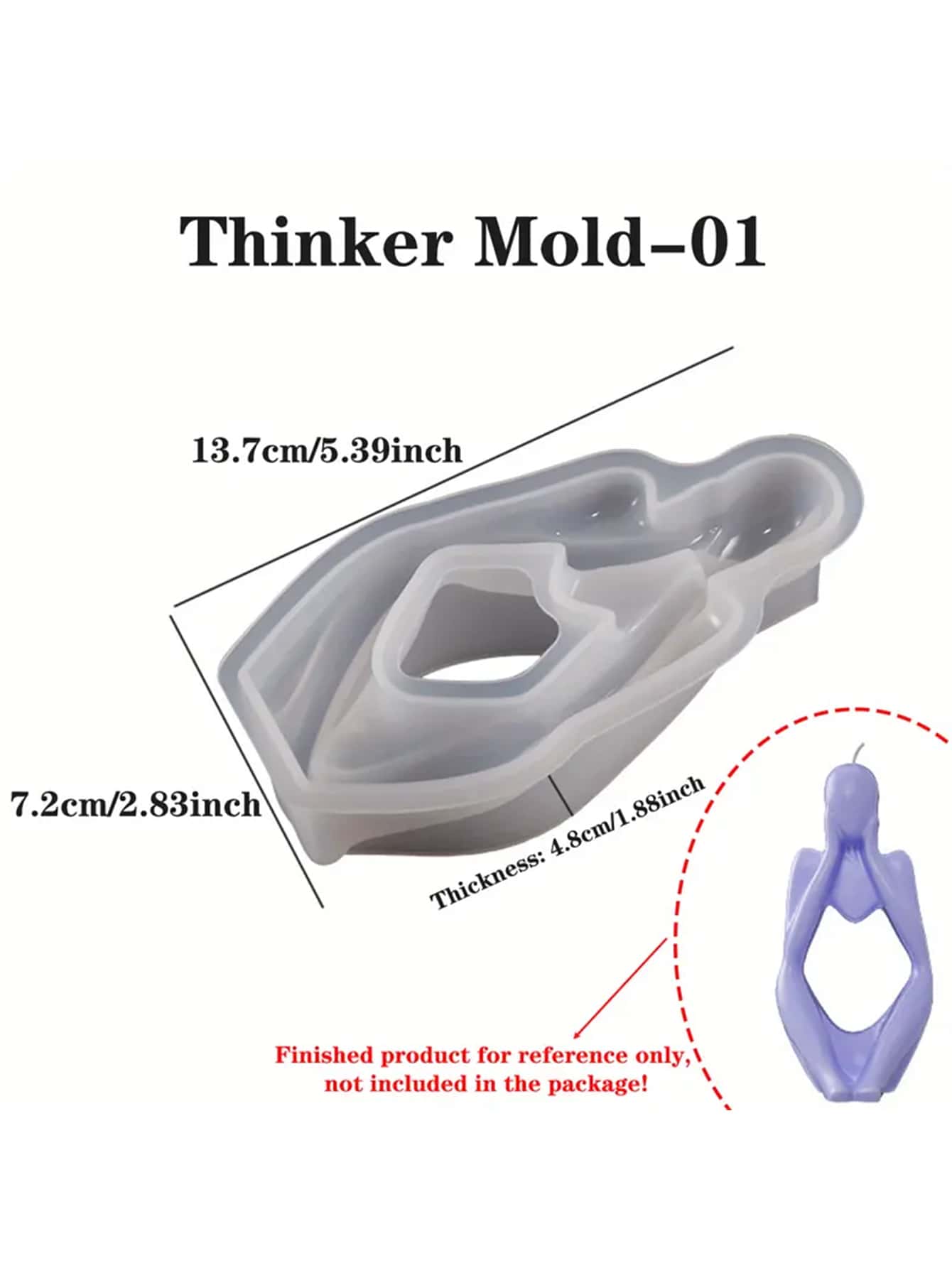 1個 Diy 思想家像シリコーン型 3D 北欧アート抽象人体石膏飾り金型エポキシ樹脂手芸金型家の装飾