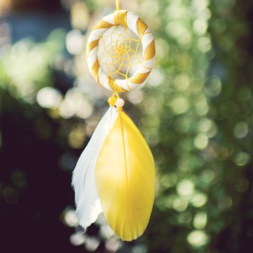 迷你捕夢網 5cm - 雙色( 白+酩黃) -  畢業季、交換禮物