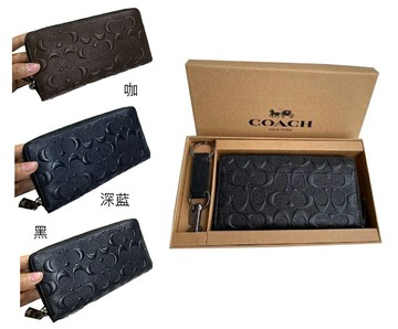 ~雪黛屋~COACH 長夾+匙釦國際正版保證進口防水防刮皮革U型拉鍊主袋品證購證塵套提袋等候10-15日C581131A
