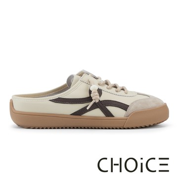 CHOiCE 豬巴戈牛貼皮撞色德訓穆勒鞋 深咖   # 39807
