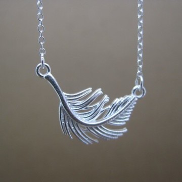 925純銀項鍊 吊墜-時尚氣質優雅羽毛生日情人節禮物女飾品2色73jd10【獨家進口】【米蘭精品】