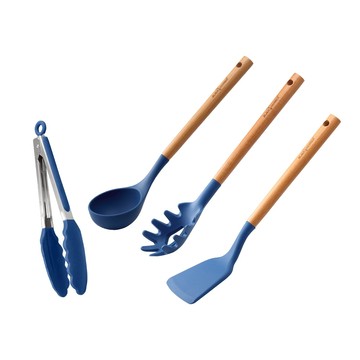 【Black HAMMER 官方直營】樂廚料理廚具櫸木耐熱矽膠配件-4件組 鍋鏟／湯勺／麵勺／食物夾