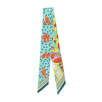 Hermes Les Nouveaux Amoureux de Paris浪漫塞納河Twilly絲巾(薄荷綠)