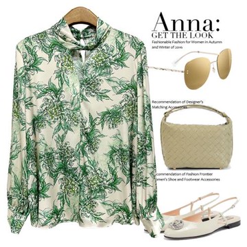 歐貨2024春季新款鏤空手繪印花真絲上衣 國風扭結桑蠶絲襯衫長袖