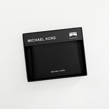 美國百分百【全新真品】Michael Kors 皮夾 短夾 MK 錢包 LOGO 專櫃精品 黑色 CZ22