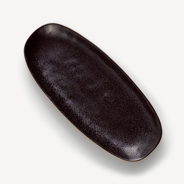 日式 手捻鈦金 30cm 陶瓷橢圓盤｜灰黑｜單品