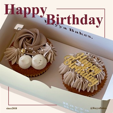 【Rayya Bakes】【2入】奶茶色生日杯子蛋糕／一人一顆剛剛好／生日蛋糕推薦