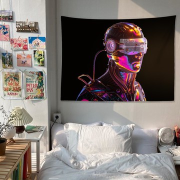 賽博朋克背景布 空山基炫酷掛布臥室床頭布租房神器宿舍裝飾掛毯